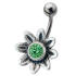 Belly button piercing with flower design, 8 petals