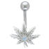 Belly button piercing with hemp leaf