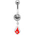 Belly button piercing with 925 silver flame design