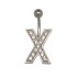 Belly button body jewelry piercing in ABC design with zirconia - letter X,1.6x6mm / 1.6x8mm / 1.6x10mm / 1.6x12mm / 1.6x14mm