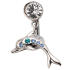 Belly button piercing with jumping silver dolphin, crystals