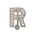 Belly button body jewelry piercing in ABC design with zirconia - letter R, 1.6x6mm / 1.6x8mm / 1.6x10mm / 1.6x12mm / 1.6x14mm