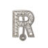 Belly button body jewelry piercing in ABC design with zirconia - letter R, 1.6x6mm / 1.6x8mm / 1.6x10mm / 1.6x12mm / 1.6x14mm