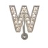 Belly button body jewelry piercing in ABC design with zirconia - letter W, 1.6x6mm / 1.6x8mm / 1.6x10mm / 1.6x12mm / 1.6x14mm