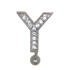 Belly button body jewelry piercing in ABC design with zirconia - letter Y, 1.6x6mm / 1.6x8mm / 1.6x10mm / 1.6x12mm / 1.6x14mm