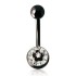 Crystalline black belly button piercing, FLORAL