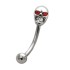 Eyebrow piercing 1.2x8mm with skull design and crystals