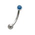 Eyebrow piercing with opal design, dark blue