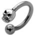 Front circular barbell with skull design in different sizes