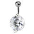 Belly button piercing with round clear zircon, maxi size