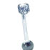 Belly button piercing with PTFE rod, 1.6x12mm crystal clear