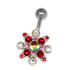 Belly button piercing with Swarovski cabouchon stones, power star