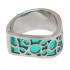 Steel ring with turquoise colored acrylic areas