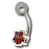 Belly button piercing with a multi-color crystal, 8mm in diameter