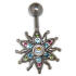 Belly button piercing with Swarovski cabouchon stones, Alien Star