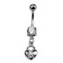 Noble navel piercing: 316L surgical steel bar with zirconia and heart pendant
