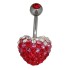 Belly button body jewelry piercing with heart - set with crystals all around