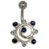 Belly button piercing with Swarovski cabouchon stones, galaxy