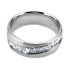 Stainless steel ring ring matted in 7mm width wavy set with crystals