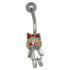 Belly button piercing with a zombie doll with blond hair as a design 1.6x10mm