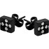 316L Black stud earrings with crystals in a cross shape in a square