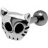 316L helix ear piercing 1.2x6 with zombie animal skull in 925 sterling silver