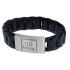 Real leather bracelet black, braided with 316L stainless steel magnetic clasp and individual engraving