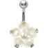 316L Navel piercing with mother-of-pearl flower motif