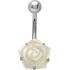 316L Navel piercing with mother-of-pearl rose flower motif