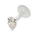 Bioplast labret with small crystal, crystal, 1.2x6mm / 1.2x8mm / 1.2x10mm