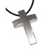 Stainless steel pendant cross, large and wonderfully brushed incl. leather chain 46cm / 54cm