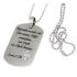 Stainless steel dog tag pendant with crystal cross on the front and custom engraving