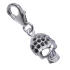 Skull pendant to attach to a charm bracelet, deadly chic, black crystals in the skull