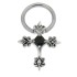 Decorative piercing made of surgical steel and sterling silver for the nipple, cross with a zirconia