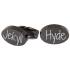 Cufflinks OVAL polished stainless steel or black with engraving