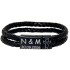 Black leather bracelet with PVD-coated magnetic clasp and individual engraving