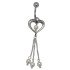Heart shaped navel piercing 1.6x10mm with crystals and white faux pearls