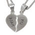 Heart-shaped couple pendant made of 925 silver with individual engraving, separable