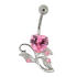 Navel piercing with set zircons, rose with thorns