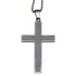 Cross-shaped pendant made of stainless steel with carbon inlay