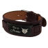 Brown leather bracelet with a black steel plate and individual engraving