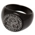 Round signet ring made of stainless steel with black PVD coating and individual engraving