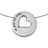 Pendant made of stainless steel, round, in two parts with a heart in the middle and an individual engraving
