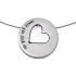 Pendant made of stainless steel, round, in two parts with a heart in the middle and an individual engraving
