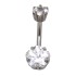 Belly button piercing 1.6x10mm, with clear crystal, floral border, jeweled screw-on ball