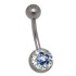 Crystallines navel body jewelry piercing, color contrasting flower motif