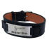 Black leather bracelet with a steel plate and individual engraving
