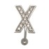 Belly button body jewelry piercing in ABC design with set zirconia X, 1.6x6mm / 1.6x8mm / 1.6x10mm / 1.6x12mm / 1.6x14mm
