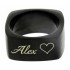 Square stainless steel ring, black PVD coated, 9mm wide with your individual engraving
