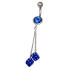 316L surgical steel belly button piercing, 925 silver with 2 dice design
